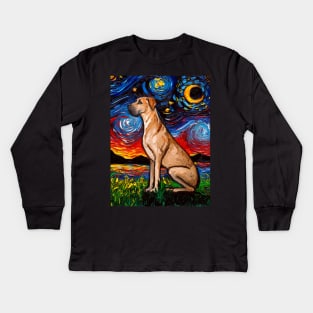 Fawn Great Dane Night Kids Long Sleeve T-Shirt